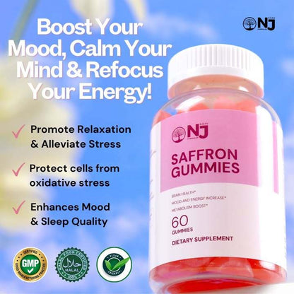 Saffron Gummies with Rhodiola Rosea Extract, Lemon Balm for focus, alleviate sadness & boredom